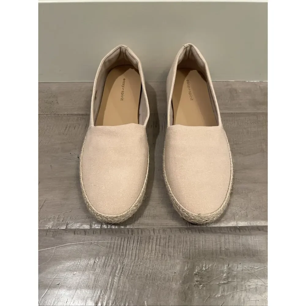 NEW Easy Spirit Flats Espadrille Blush Sparkle Slip On Coastal Luxury Minimalist